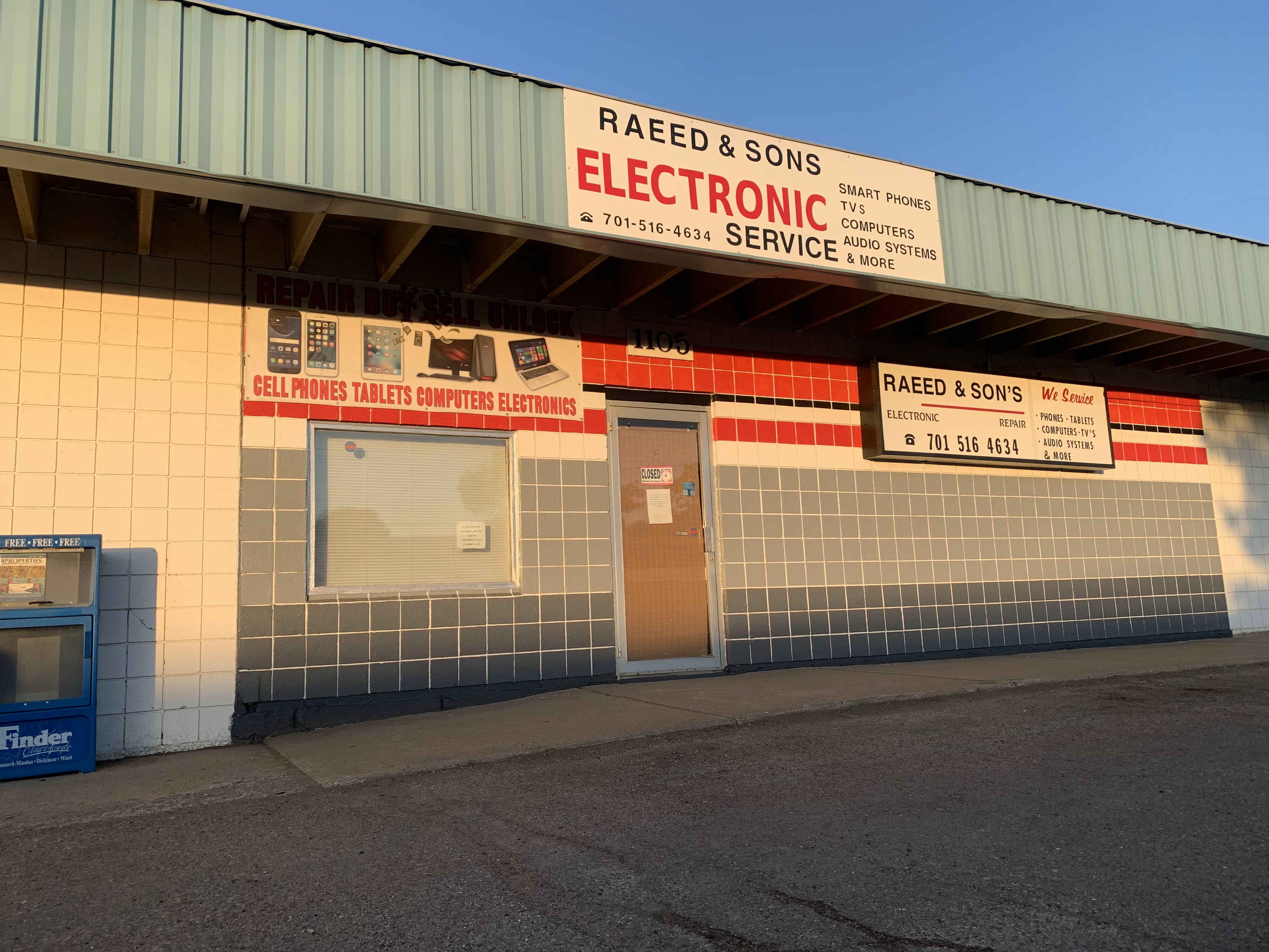 Raeed & Sons Electronic Service storefront on S 12th St, Bismarck